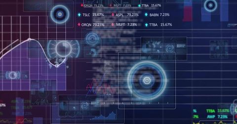 Digital interface futuristic financial data display