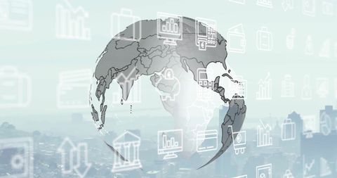 Digital global network of business data encryption visualization