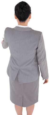 Transparent Background Back View of Asian Businesswoman Pointing