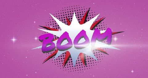 Dynamic Comic Boom Text with Starry Cosmic Background - Download Free Stock Images Pikwizard.com