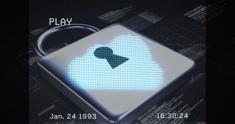 Digital Cloud Security Visualization with Padlock Interface - Download Free Stock Images Pikwizard.com