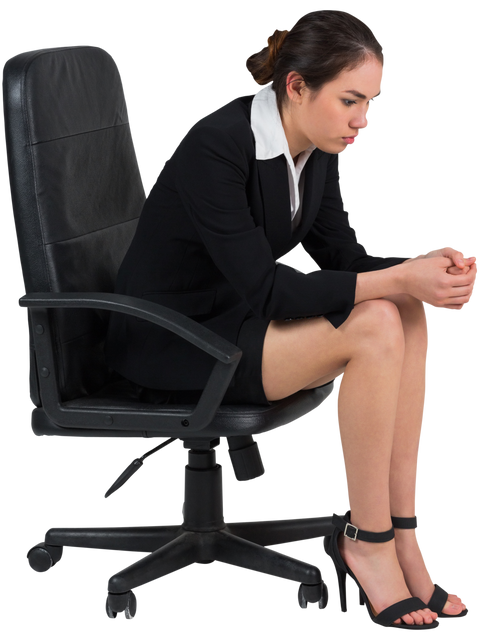 Transparent Concerned Businesswoman Sitting on Swivel Chair, Isolated - Download Free Stock Videos Pikwizard.com