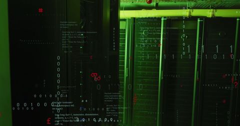 Digital Matrix Overlay on Modern Data Center - Download Free Stock Images Pikwizard.com