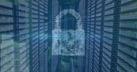 Digital Padlock Securing High-Tech Server Room