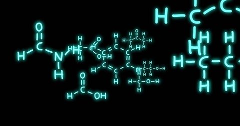 Complex Molecular Structure Blueprint with Glowing Labels