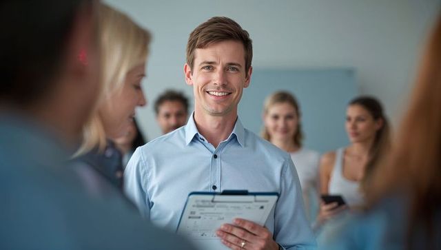Confident Professional Holding Meeting with Colleagues