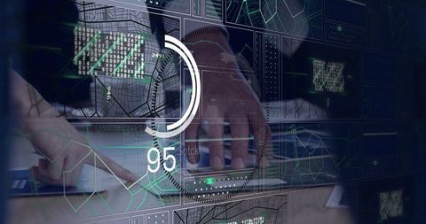 Digital data visualization with futuristic code interface