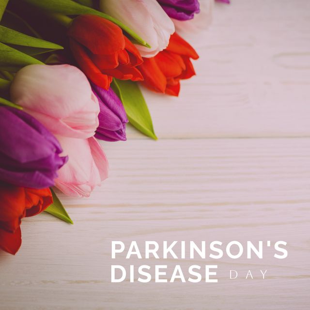 Parkinson's Disease Awareness Day with Vibrant Tulip Bouquet - Download Free Stock Templates Pikwizard.com