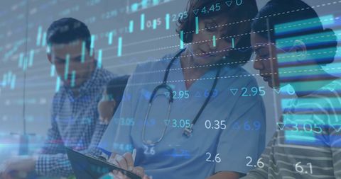 Healthcare professionals analyzing medical data and statistics