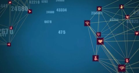 Network Connections with Data Processing Icons on Abstract Background - Download Free Stock Images Pikwizard.com