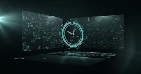 Abstract Clock with Mathematical Formulas Glowing in Dark - Download Free Stock Images Pikwizard.com