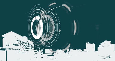 Digital interface scanning cityscape for financial data