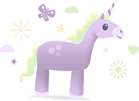 purple unicorn with whimsical icons on transparent background - Download Free Stock Videos Pikwizard.com