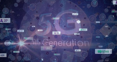 Digitally Generated 5G Icons with Social Media Overlay - Download Free Stock Images Pikwizard.com