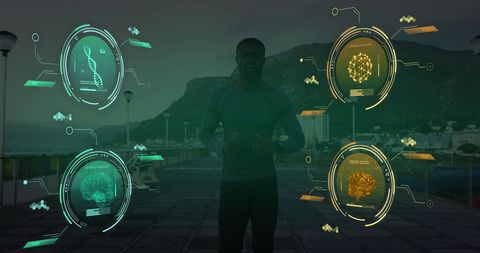 Futuristic Data Holograms with Athlete Training - Download Free Stock Images Pikwizard.com