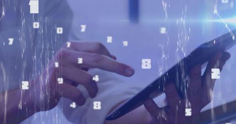 Digital Transformation with Tablet and Numbers Overlay - Download Free Stock Images Pikwizard.com