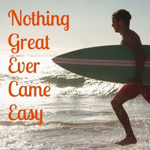 Surfer Inspires Determination with Motivational Message at Sunrise - Download Free Stock Templates Pikwizard.com