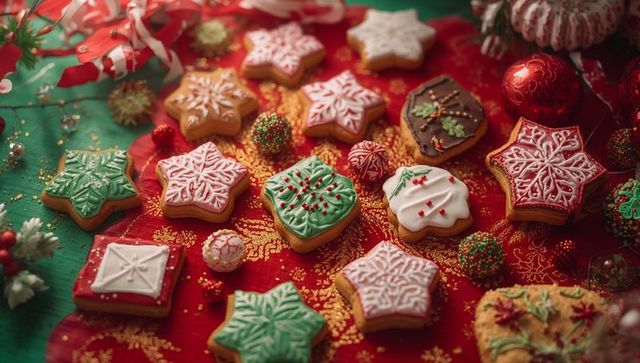 Festive Holiday Cookies with Icing and Ornament Decor