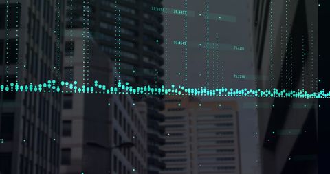 Data Visualization Concept Amidst Modern Cityscape Architecture - Download Free Stock Images Pikwizard.com