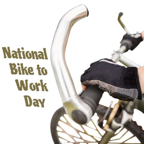 National bike to work day cyclist hands on handlebars