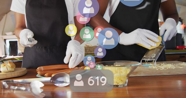 Chefs Preparing Dinner with Social Media Notification Icons - Download Free Stock Images Pikwizard.com