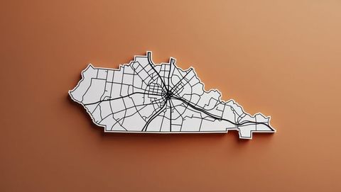 Floating city map outline over orange background, knoxville concept