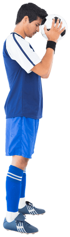 Transparent soccer player focusing prior to match
