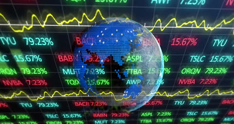 Digital Globe Overlay on Stock Market Trading Screen