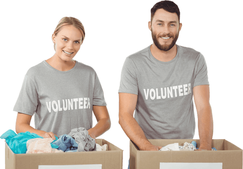 smiling volunteers sorting donation clothes on transparent background - Download Free Stock Videos Pikwizard.com