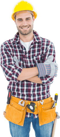 Happy Carpenter with Tool Belt in Transparent Background - Download Free Stock Videos Pikwizard.com