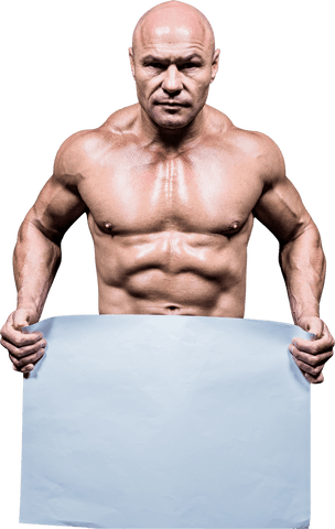muscular shirtless man holding blank transparent paper - Download Free Stock Videos Pikwizard.com