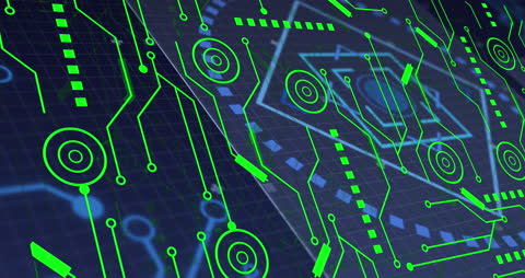 Abstract Futuristic Circuit Board Animation with Digital Interface