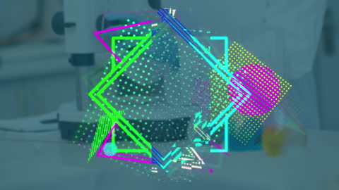Abstract Geometric Animation Over Scientist in Lab