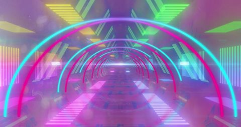 Colorful Neon Tunnel with Futuristic Electric Glow - Download Free Stock Images Pikwizard.com