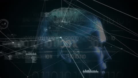 Futuristic Network and AI Brain Interface Concept