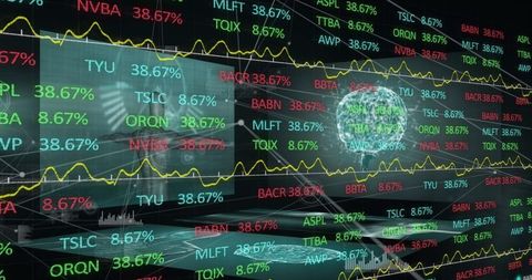 Financial Analyst Engaging with Interactive Market Data Screens