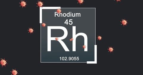 Rhodium Element with Coronavirus Cells on Dark Digital Background