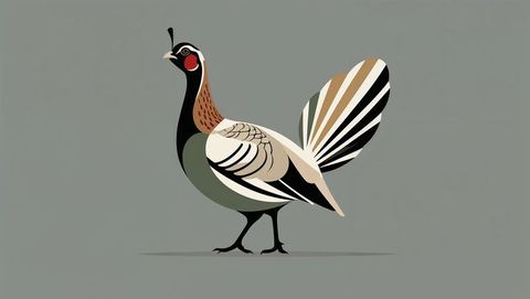 Elegant stylized pheasant animal illustration on grey background