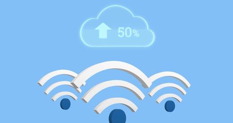 Cloud Upload Progress with WiFi Symbols - Download Free Stock Images Pikwizard.com