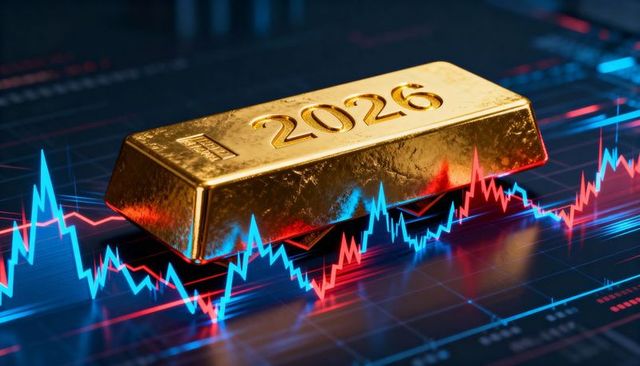 2026 gold bullion forecast reflecting neon trading charts and rising market trend