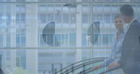 Businesspeople Discussing with Digital Data Interface Overlay