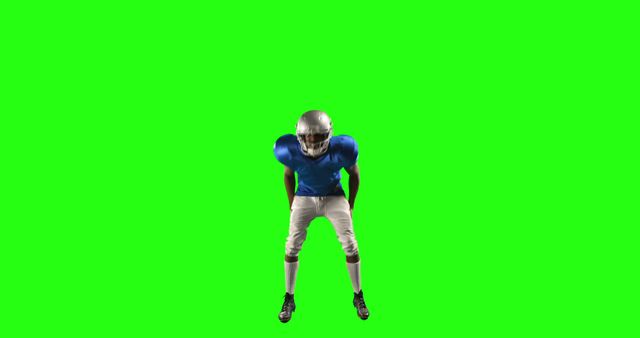 American Football Player in Blue Jersey on Green Screen Background - Download Free Stock Images Pikwizard.com