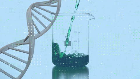 DNA Helix and Beaker Representing Scientific Advancements