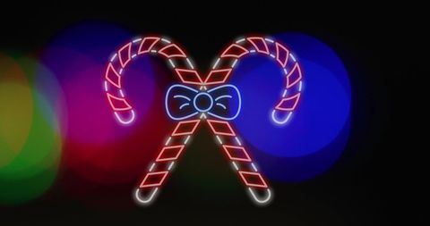 Neon Christmas Candy Canes Illustration with Festive Glow