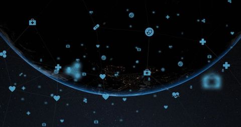 Futuristic global health data network innovation in space