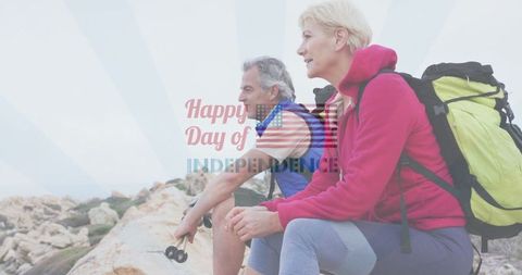 Senior Couple Celebrating Independence Day in Nature