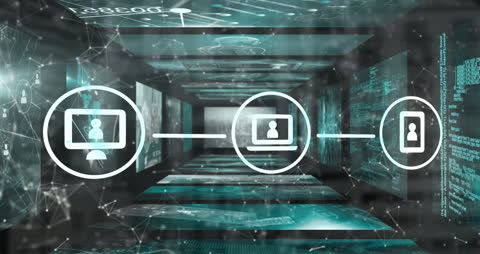 Abstract Digital Network Interface in Futuristic Setting