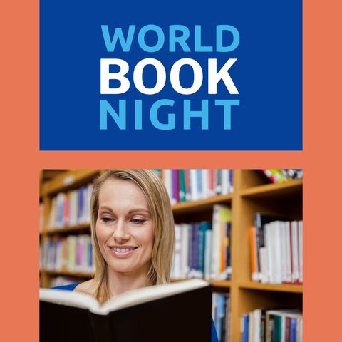 world book night celebration with joyful reader in library - Download Free Stock Templates Pikwizard.com