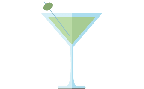 transparent glass with green cocktail and olive on toothpick illustration - Download Free Stock Videos Pikwizard.com