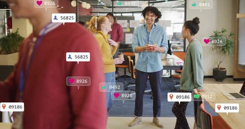 Diverse Team Engaging with Social Media Integration Concept